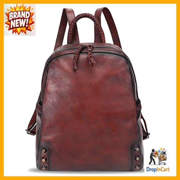Genuine Leather Backpack Purse Vintage Retro Casual Daypack Handmade Cowhide main image 4